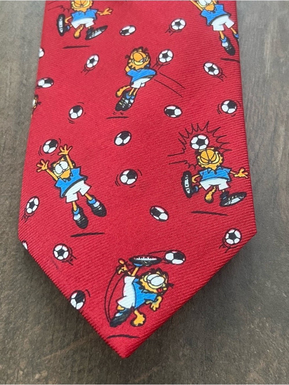 Vintage Garfield Soccer Paws, Incorporated 90s Burgundy Necktie Poly/Silk Blend